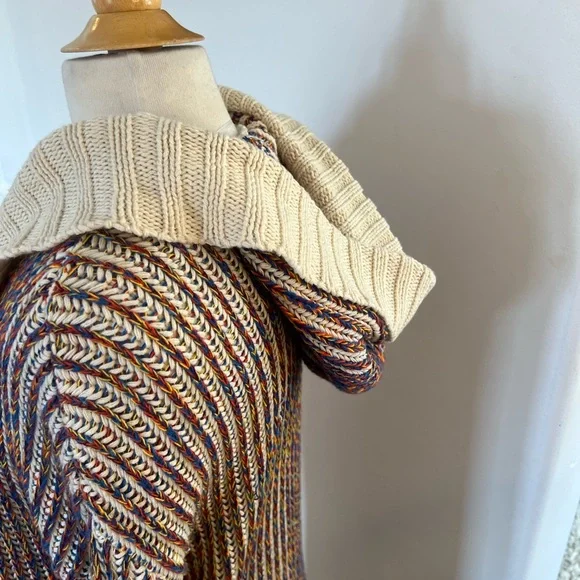 Long SWEATER w/hood - Multi-color Cotton knit - SALE! - Picture 8 of 16